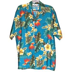 Hawaiian Shirt Short Sleeve Button Front Wrinkle Resistant Men's size L